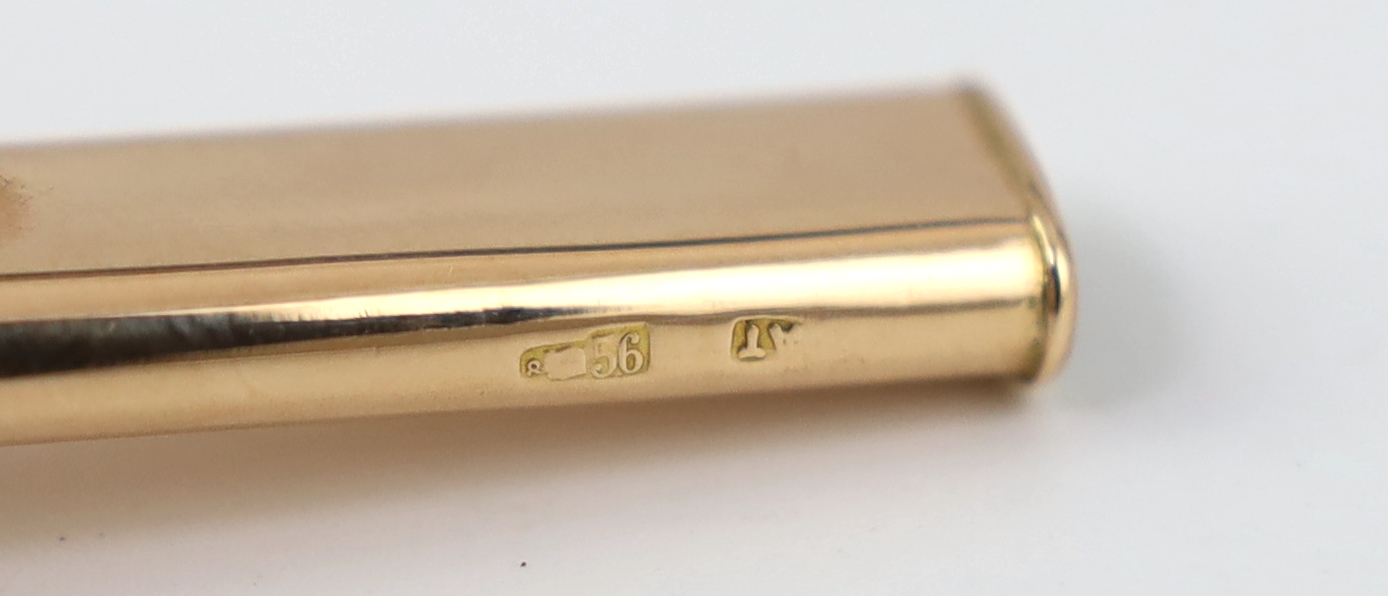 FABERGE- An early 20th century Russian 56 zolotnik gold pencil holder, workmaster, Alfred Thielemann